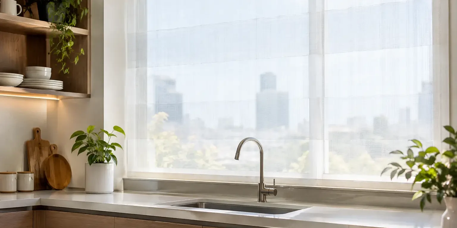 Cortinas traslúcidas para cocina con estilo