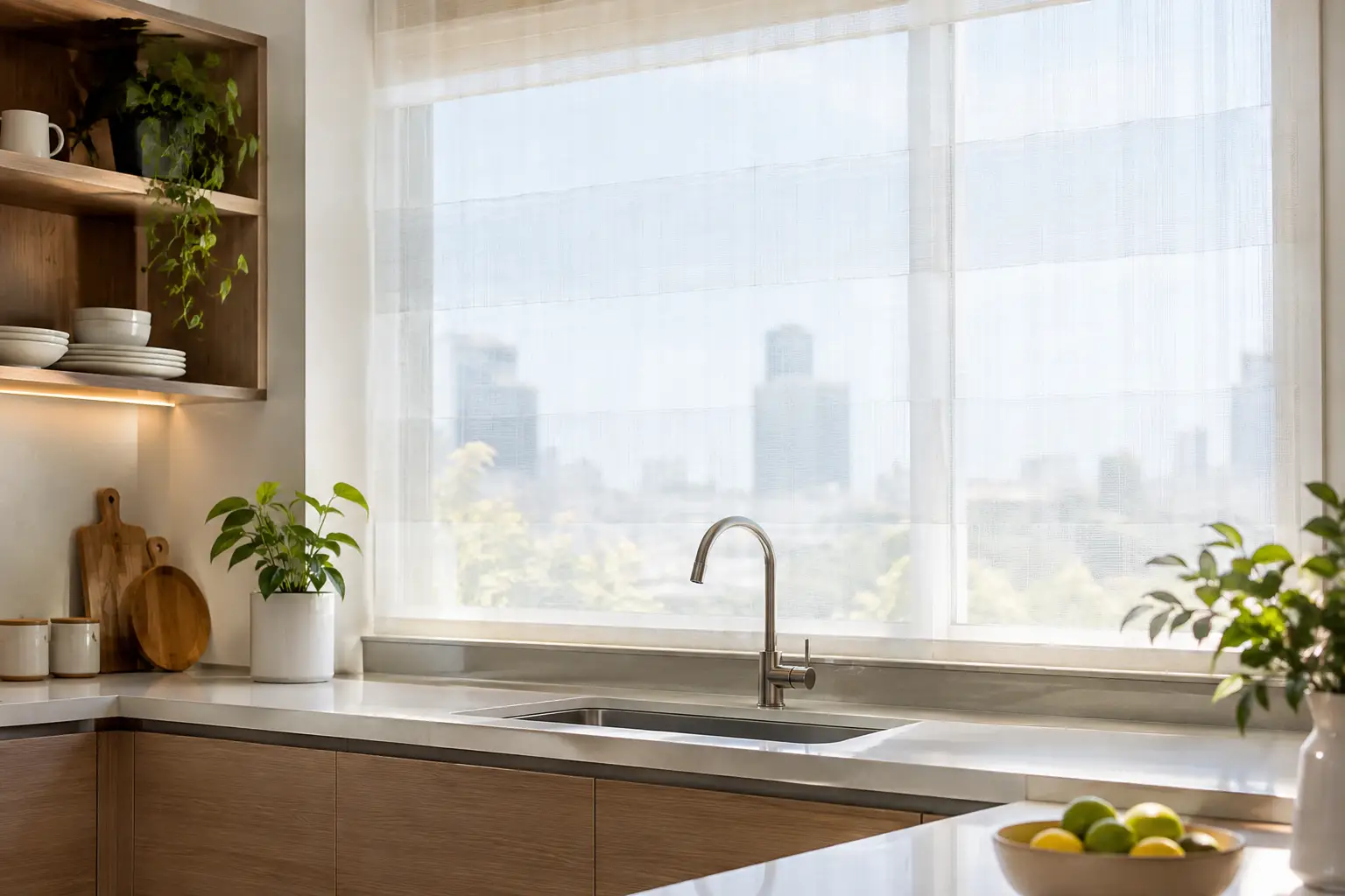 Cortinas traslúcidas para cocina con estilo